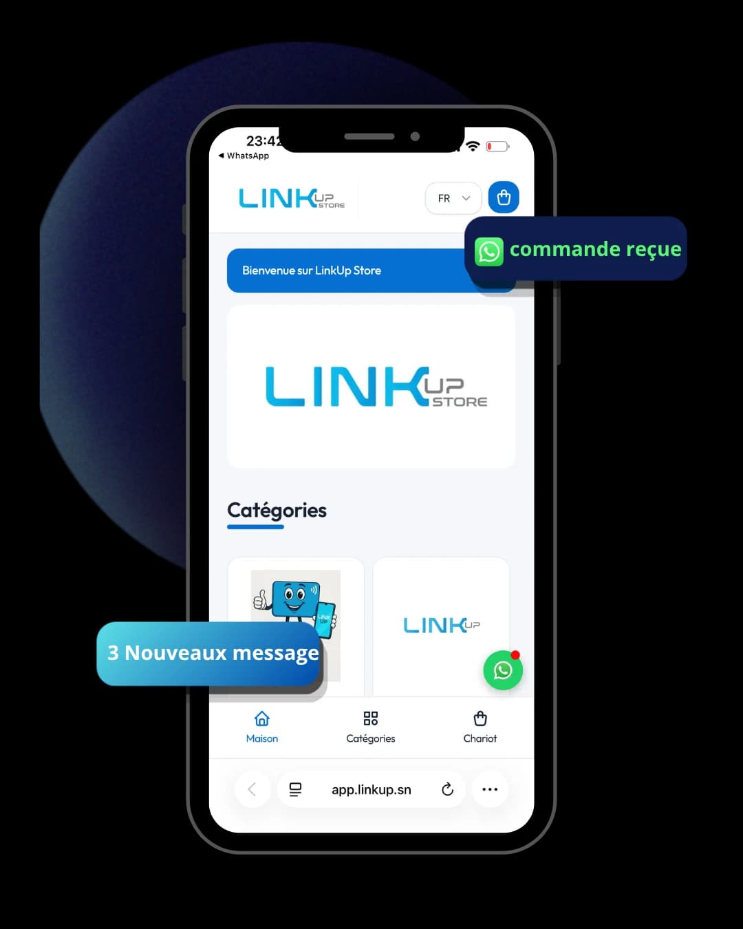 Aperçu LinkUp Store sur mobile